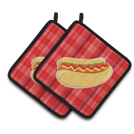 Carolines Treasures Hot Dog Plaid Pair of Pot Holders BB6813PTHD